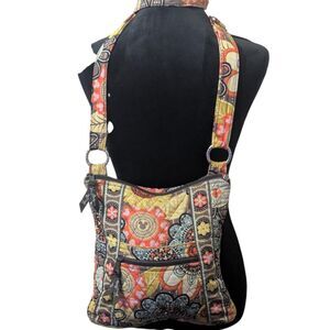 Vera Bradley Disney Parks Quilted Crossbody Bag Mickey Floral Print Hipster